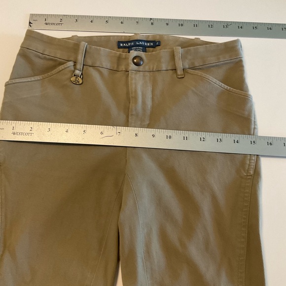 Ralph Lauren Hunt/Equestrian Pants, Suede Leg Shields, Snap Hem, Loops, Tan, Sz2 - Picture 14 of 16